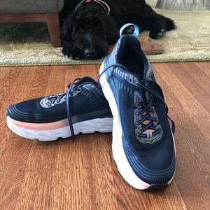 Hoka Bondi 6- Navy Blue and Pink